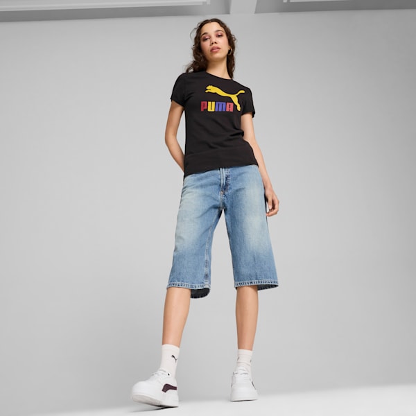 CLASSICS Logo Women's Tee, PUMA Black-Fresh Pear, extralarge