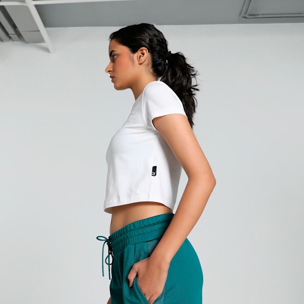 GRAPHICS MUSIC Women's Slim Fit Crop Tee, PUMA White, extralarge-IND