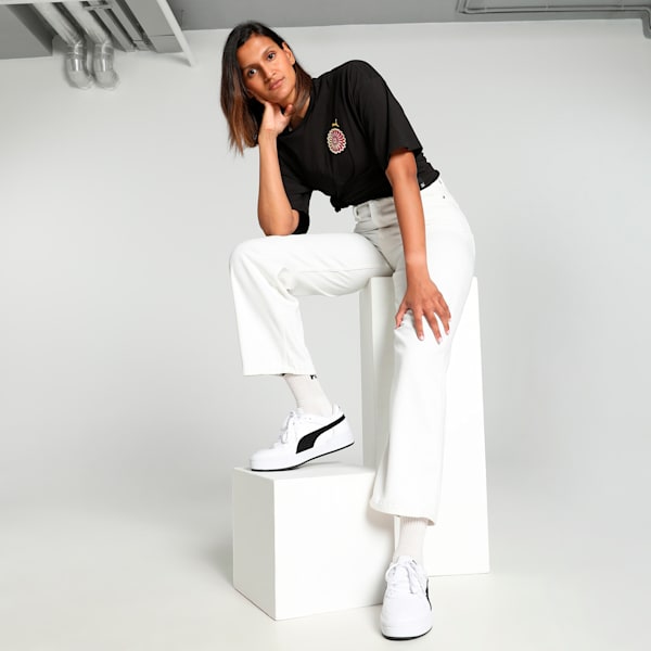 GRAPHICS BLOOM Women's Oversized Tee, PUMA Black, extralarge-IND