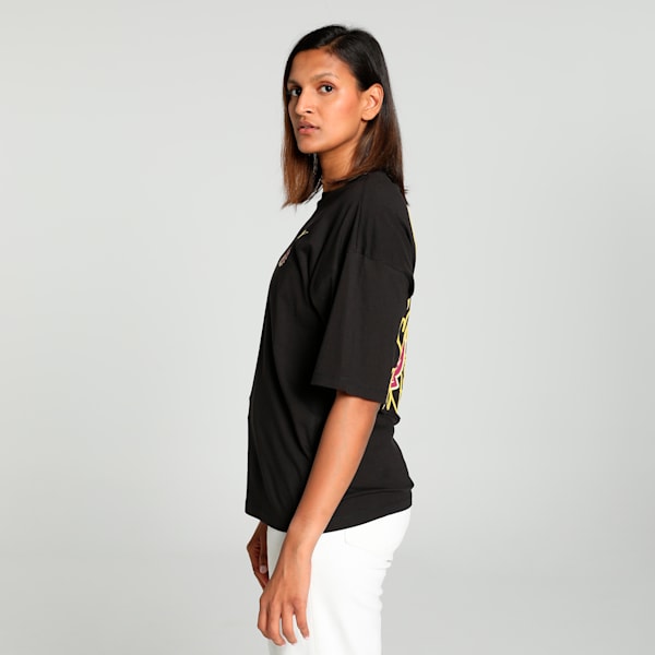 GRAPHICS BLOOM Women's Oversized Tee, PUMA Black, extralarge-IND