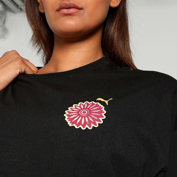 GRAPHICS BLOOM Women's Oversized Tee, PUMA Black, extralarge-IND