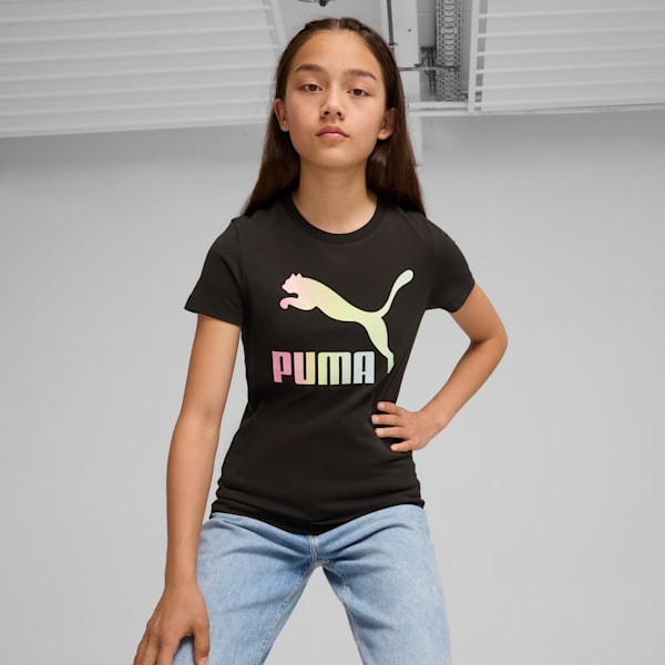 Puma Classics Shiny Logo Big Kids T Shirt Black M