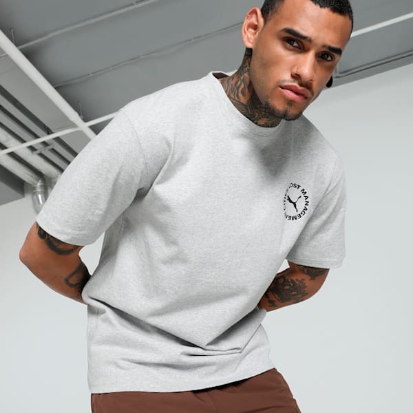 PUMA x LMC Cat Men's Relaxed Fit Tee, Light Gray Heather, extralarge-IND