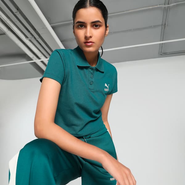 CLASSICS Women's Slim Fit Polo, Cold Green, extralarge-IND