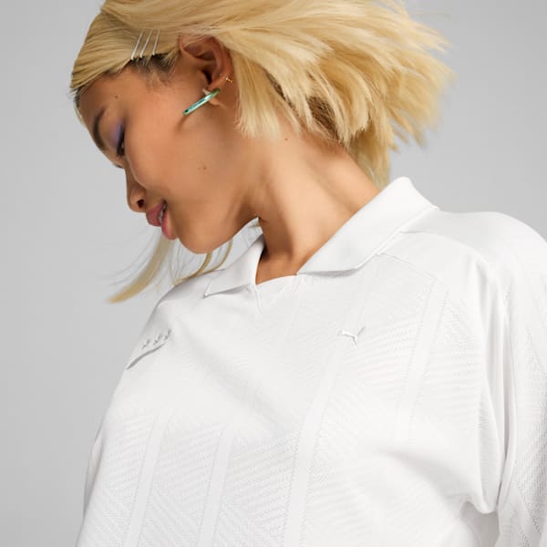 Playera con cuello camisero YONA para mujer, PUMA White, extralarge