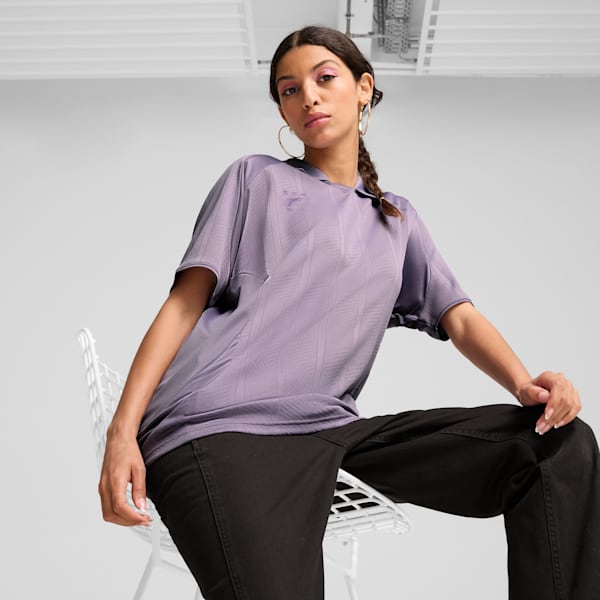 Playera con cuello camisero YONA para mujer, Pale Plum, extralarge