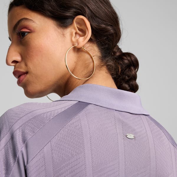 Playera con cuello camisero YONA para mujer, Pale Plum, extralarge