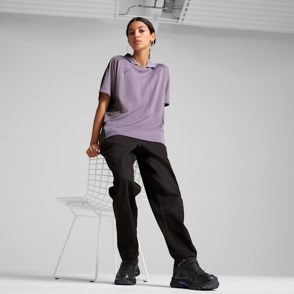 Playera con cuello camisero YONA para mujer, Pale Plum, extralarge