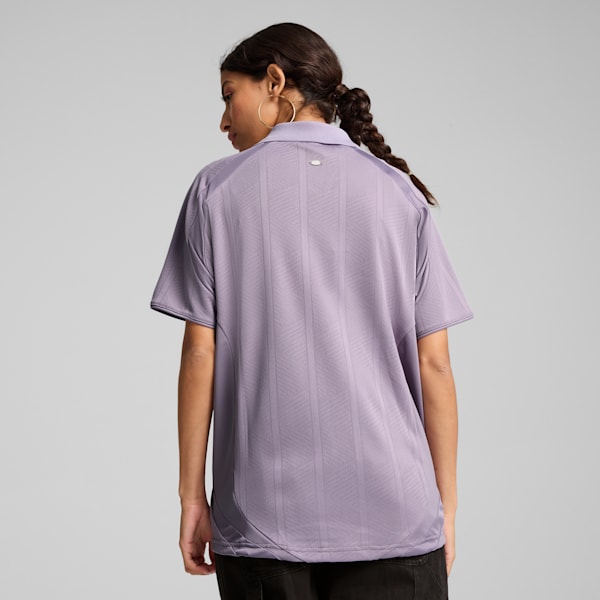 Playera con cuello camisero YONA para mujer, Pale Plum, extralarge