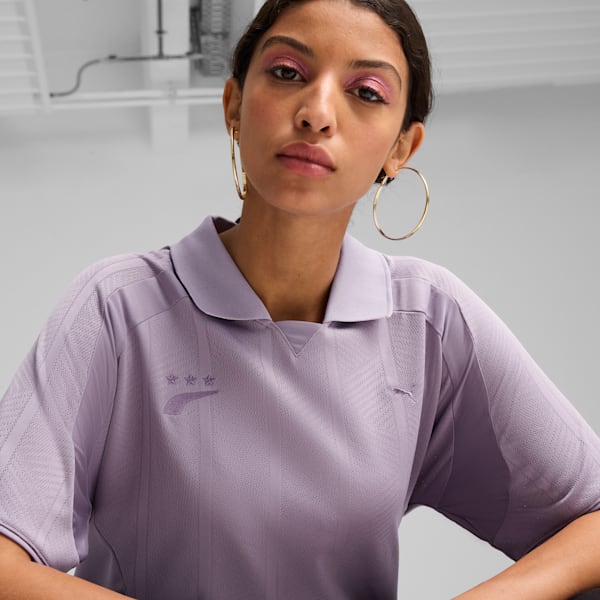 Playera con cuello camisero YONA para mujer, Pale Plum, extralarge