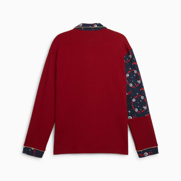 PUMA HOOPS x POLAR EXPRESS Men's PJ Top, Club Navy-Intense Red-AOP, extralarge