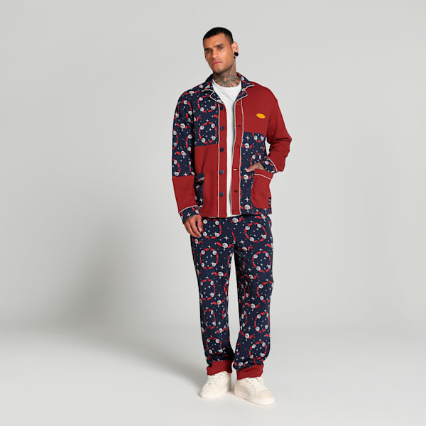 Hoops x Polar Express Men's Relaxed Fit Basketball PJ Top, Club Navy-Intense Red-AOP, extralarge-IND