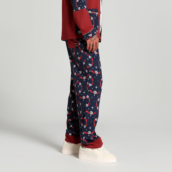 Hoops x Polar Express Men's Relaxed Fit Basketball PJ Pants, Club Navy-Intense Red-AOP, extralarge-IND