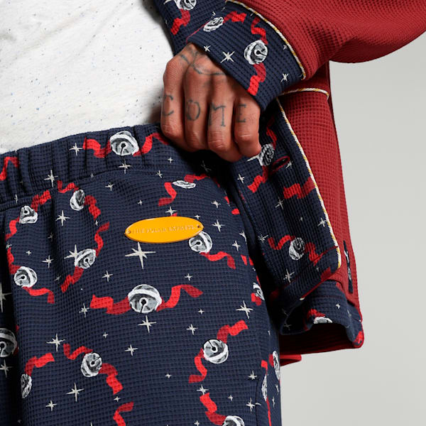 Hoops x Polar Express Men's Relaxed Fit Basketball PJ Pants, Club Navy-Intense Red-AOP, extralarge-IND