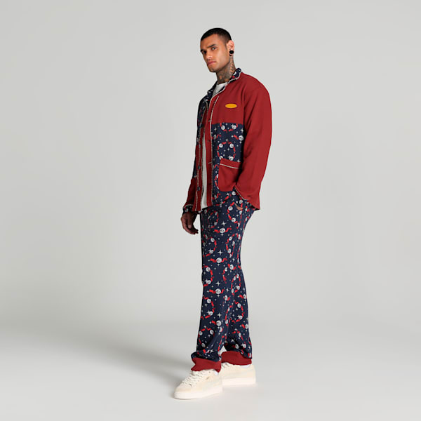 Hoops x Polar Express Men's Relaxed Fit Basketball PJ Pants, Club Navy-Intense Red-AOP, extralarge-IND