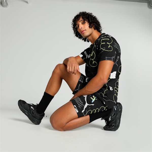 CLASSICS BRAND LOVE Men's Printed Shorts, PUMA Black-AOP, extralarge-IND