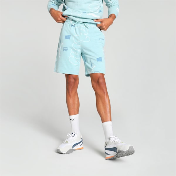 CLASSICS BRAND LOVE Men's Printed Shorts, Turquoise Surf-AOP, extralarge-IND