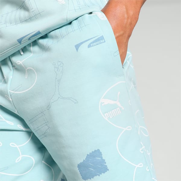 CLASSICS BRAND LOVE Men's Printed Shorts, Turquoise Surf-AOP, extralarge-IND