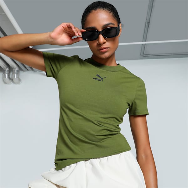 Classics Women's Slim Fit T-shirt, Olive Green, extralarge-IND