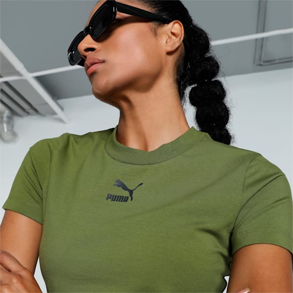 Classics Women's Slim Fit T-shirt, Olive Green, extralarge-IND