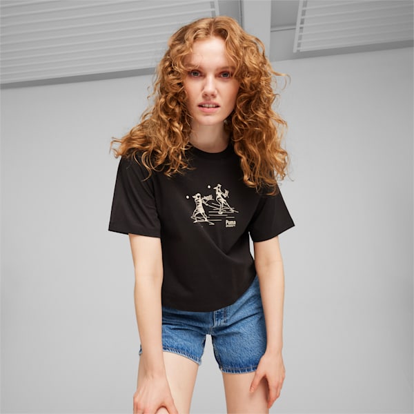 TEAM Women's Relaxed Fit T-shirt, PUMA Black, extralarge-IND