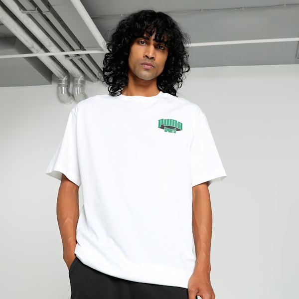 PUMA TEAM Men's Relaxed Fit Graphic Tee, PUMA White, extralarge-IND