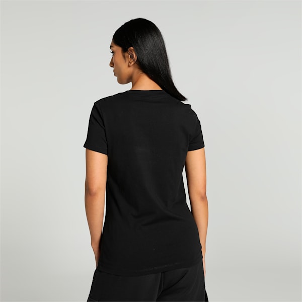 Women's Classics Shiny Logo Tee, PUMA Black, extralarge-IND