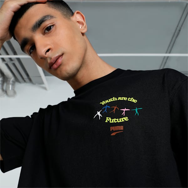 DOWNTOWN Men's Graphic Relaxed Fit T-shirt, PUMA Black, extralarge-IND