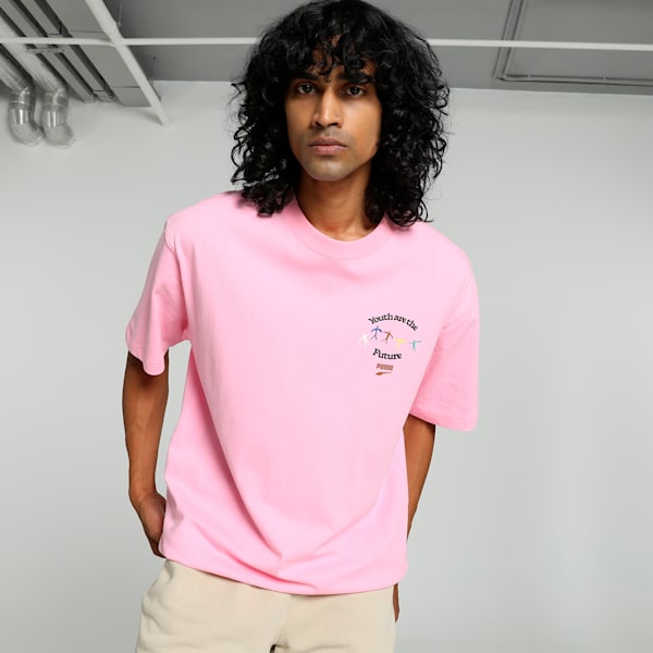 DOWNTOWN Men's Graphic Relaxed Fit T-shirt, Pink Lilac, extralarge-IND