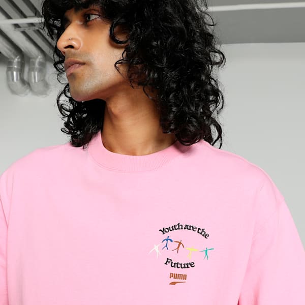 DOWNTOWN Men's Graphic Relaxed Fit T-shirt, Pink Lilac, extralarge-IND