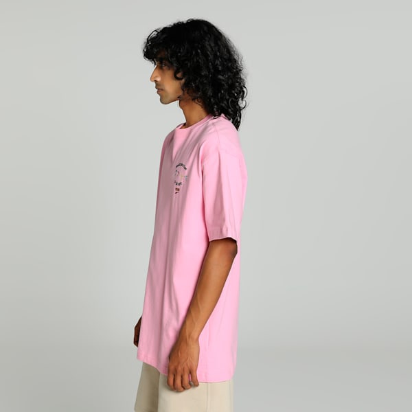 DOWNTOWN Men's Graphic Relaxed Fit T-shirt, Pink Lilac, extralarge-IND