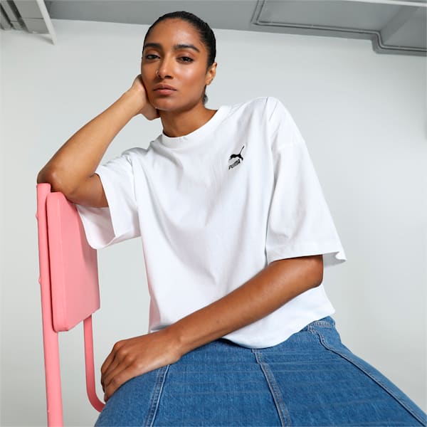 BETTER CLASSICS Women's Oversized T-shirt, PUMA White, extralarge-IND