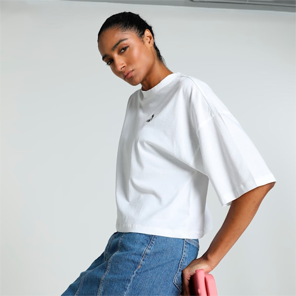 BETTER CLASSICS Women's Oversized T-shirt, PUMA White, extralarge-IND