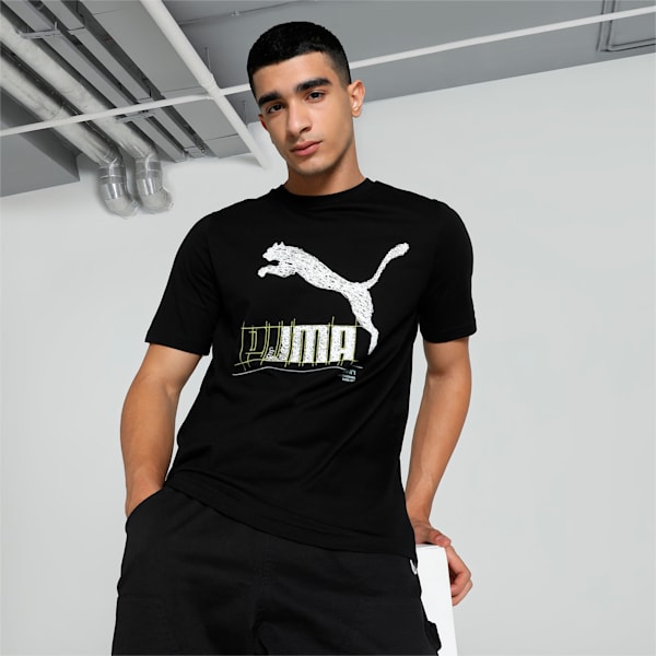 BRAND LOVE Men's Graphic T-shirt, PUMA Black, extralarge-IND