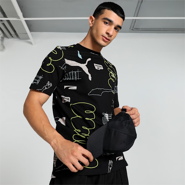 CLASSICS BRAND LOVE Printed Men's T-shirt, PUMA Black-AOP, extralarge-IND