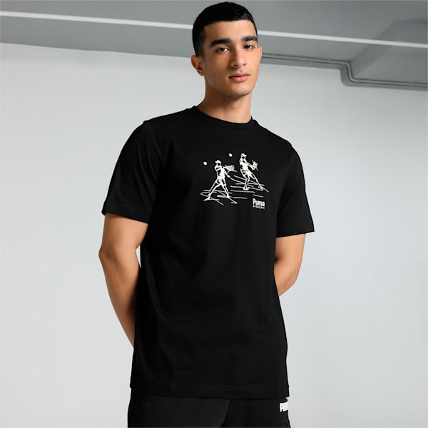 PUMA TEAM Men's Graphic Tee, PUMA Black, extralarge-IND