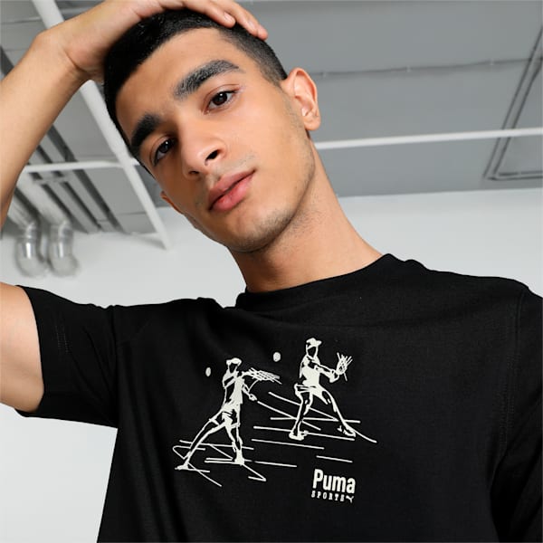 PUMA TEAM Men's Graphic Tee, PUMA Black, extralarge-IND