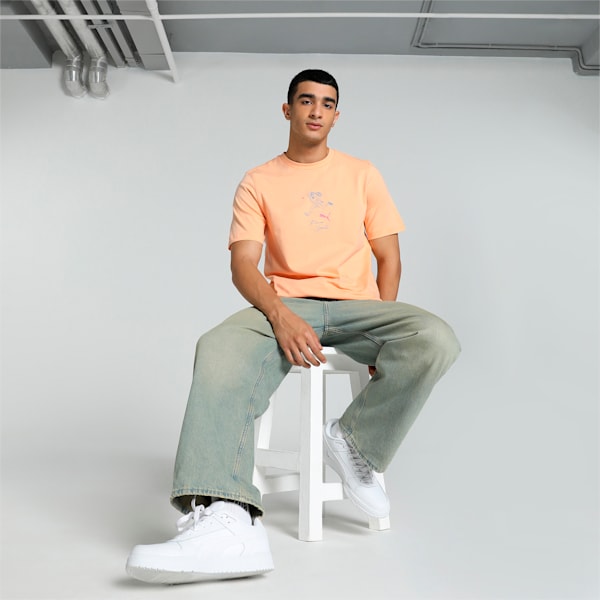 TEAM Men's Graphic Tee, Peach Fizz, extralarge-IND