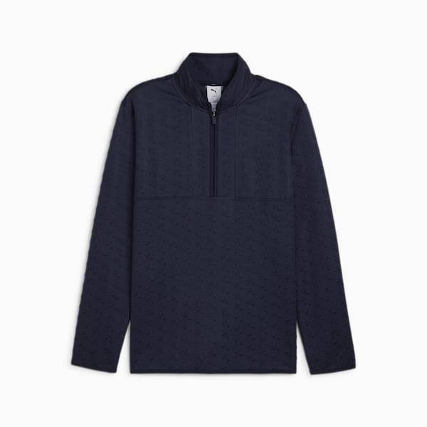 メンズ ゴルフ PUMA x ARNOLD PALMER ジャガード 1/4 ジップ クルースウェット, Deep Navy, extralarge-JPN