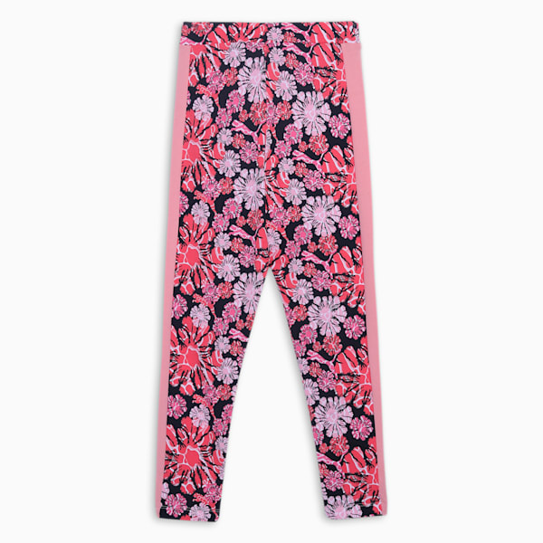 T7 Floral Print Girl's Leggings, PUMA Black, extralarge-IND