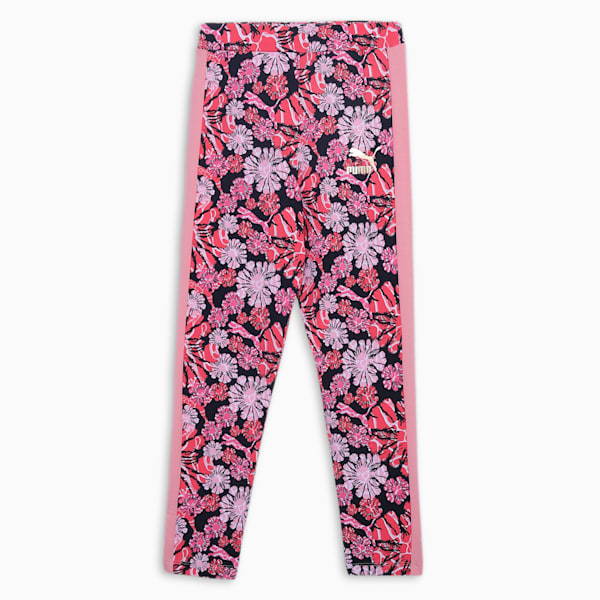 T7 Floral Print Girl's Leggings, PUMA Black, extralarge-IND