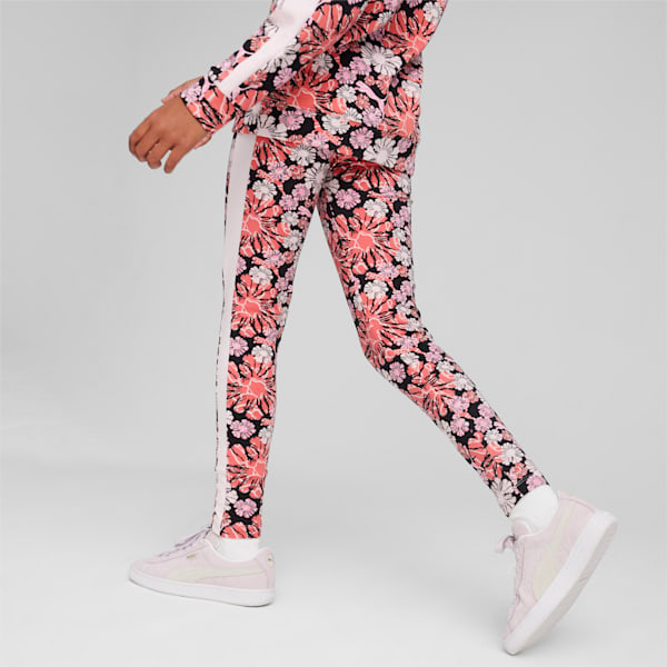 T7 Floral Print Girl's Leggings, PUMA Black, extralarge-IND