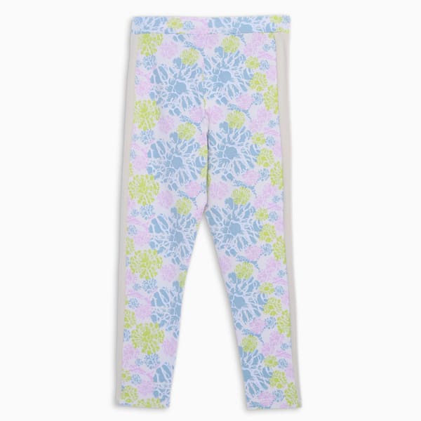 T7 Floral Print Girl's Leggings, Alpine Snow, extralarge-IND