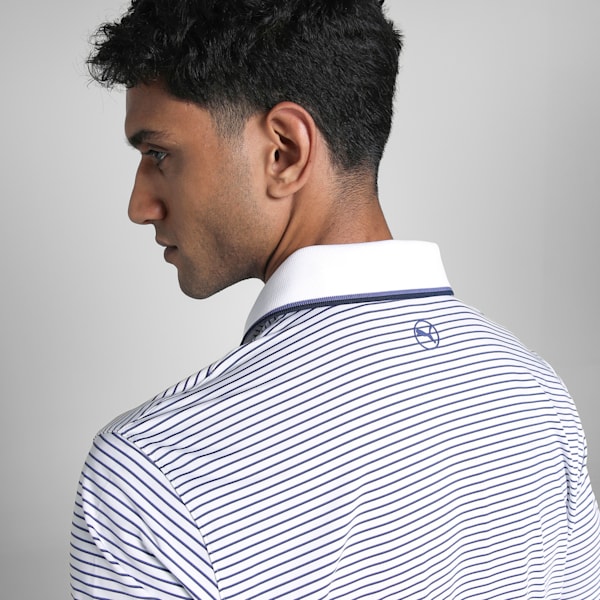 MATTR Elevated Stripe Men's Golf Polo, Blue Crystal-Deep Navy, extralarge-IND