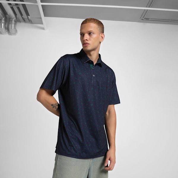 Cloudspun Rosette Men's Golf Polo, Deep Navy-Dark Myrtle, extralarge-IND