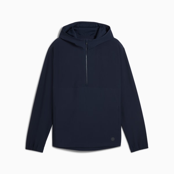 Navy PUMA anorak for adults with a half-zip closure and a hood.