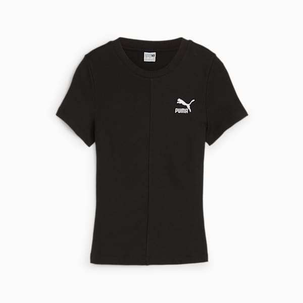 ウィメンズ CLASSICS リブ スリム 半袖 Tシャツ, PUMA Black, extralarge-JPN