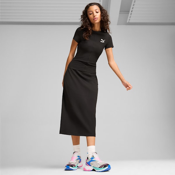 ウィメンズ CLASSICS リブ スリム 半袖 Tシャツ, PUMA Black, extralarge-JPN