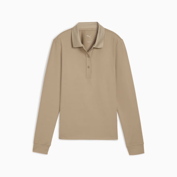 CLOUDSPUN Mid-Weight Long Sleeve Golf Polo Women, Ice Coffee, extralarge-GBR