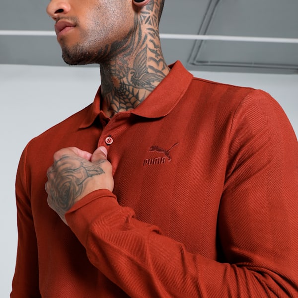 CLASSICS Herringbone Men's Slim Fit Polo, Mars Red, extralarge-IND